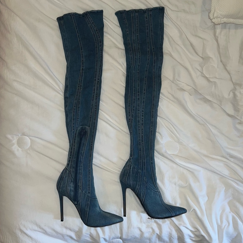 Diesel D-Yucca over-the-knee denim boots